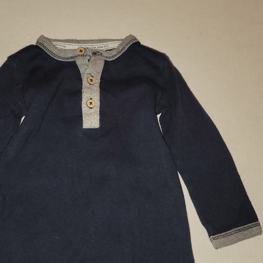 Burt's Bee's Baby 6-9 months blue gray sleeper type outfit